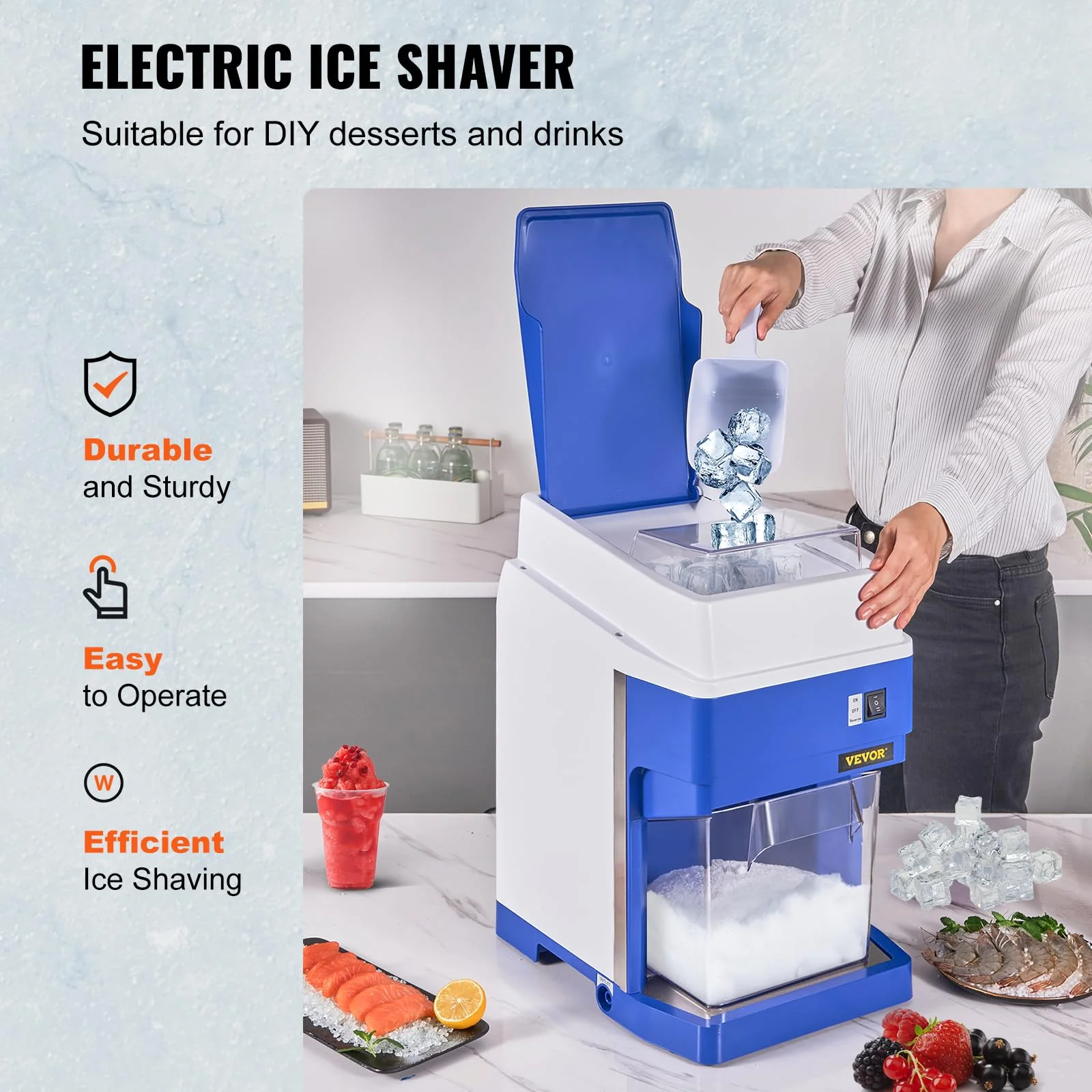 VEVOR Commercial Ice Shaver Crusher. 265lbs Per Hour