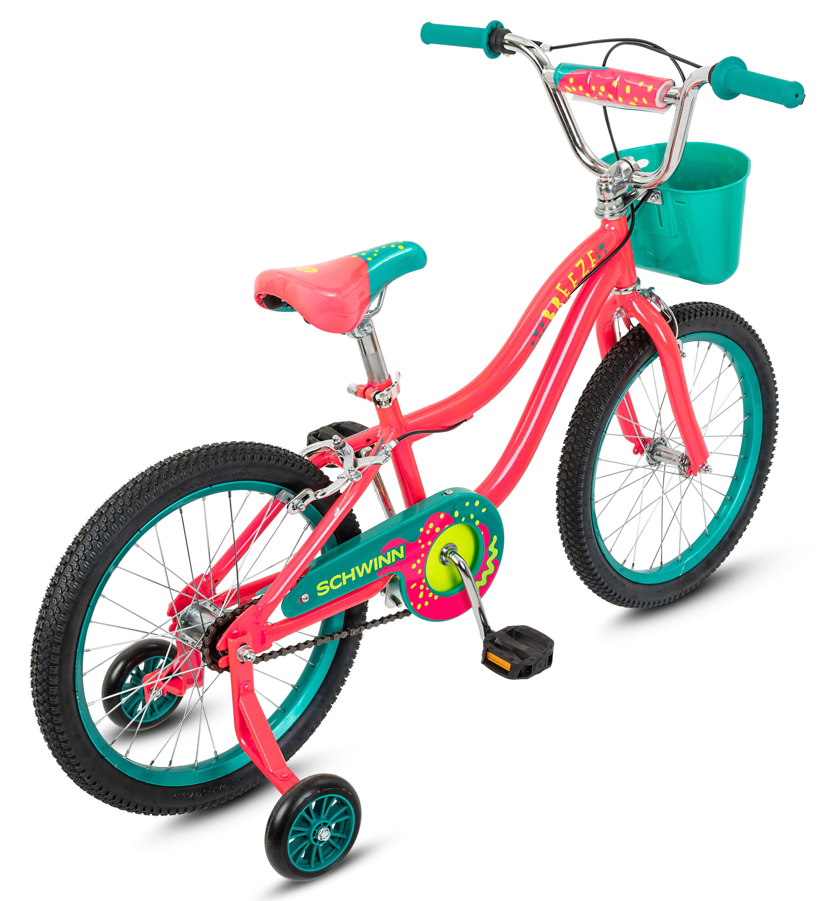 18-in. Breeze Girls Kids Bike with Basket. Pink