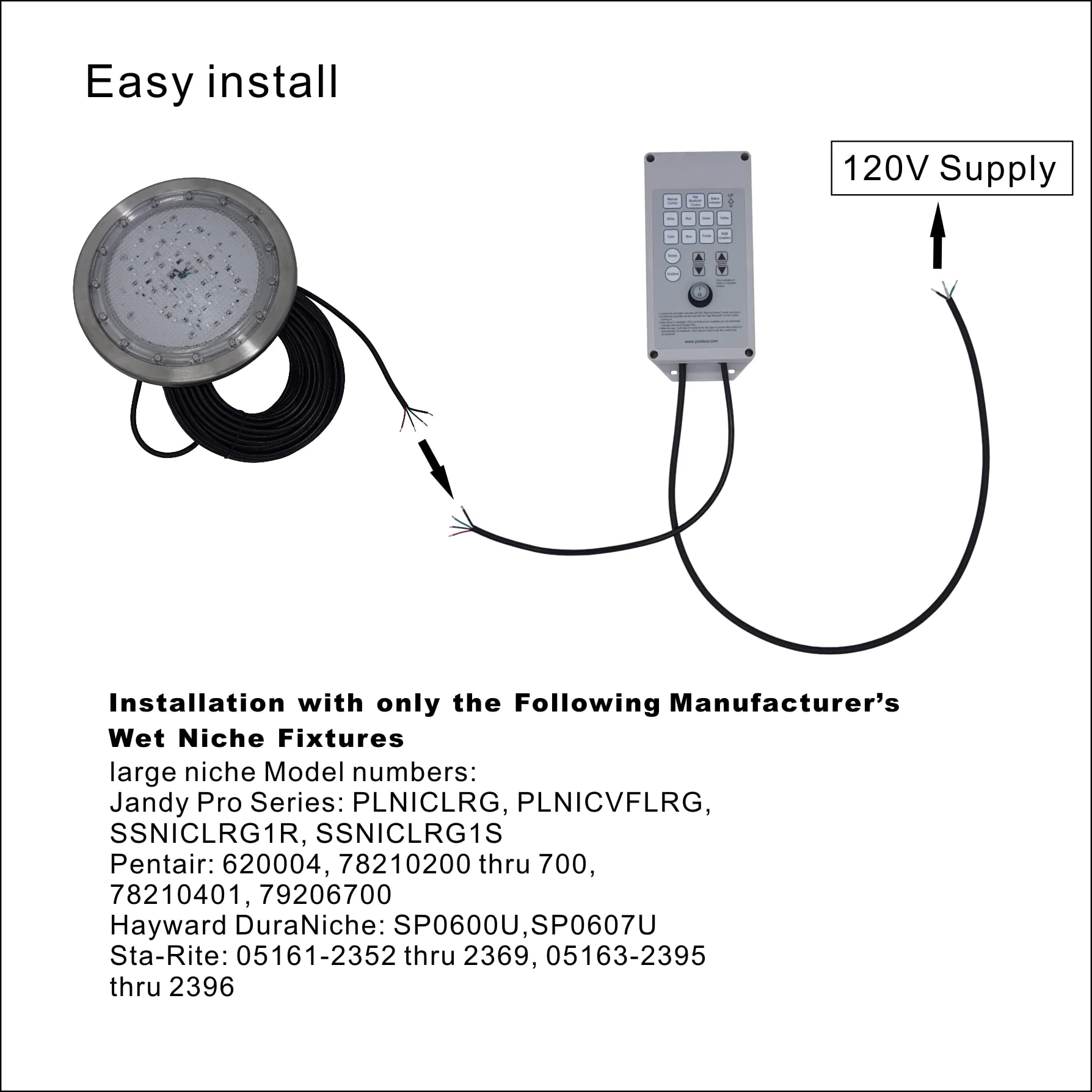 Poolexa 10 Inch Large LED Multicolor Inground Pool Light