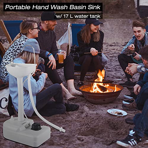 Portable Hand Wash Stand Camping Sink with Soap Dispenser & Towel Holder Water Capacity Hand Washing Station Safe HDPE for Outdoor Events.Gatherings & Worksite