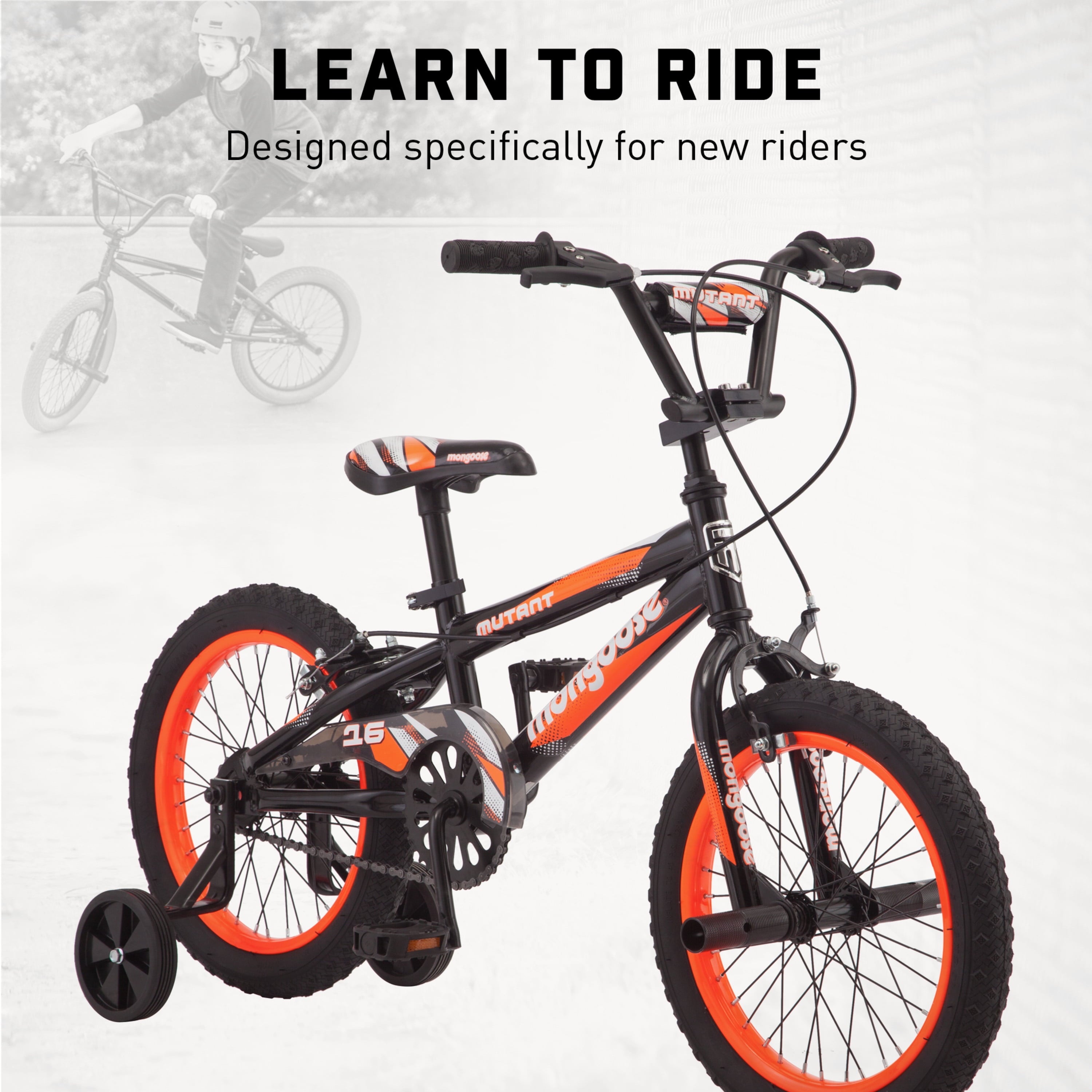 16 Mutant Kid's BMX Bike. Ages 3-5. Black & Orange