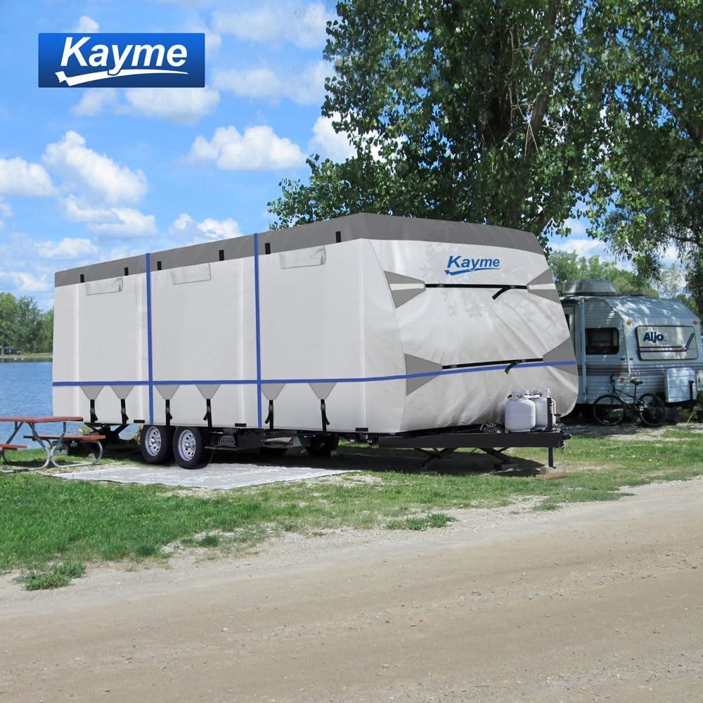Kayme 300D Oxford Travel Trailer RV Cover. 28-31ft Camper Cover