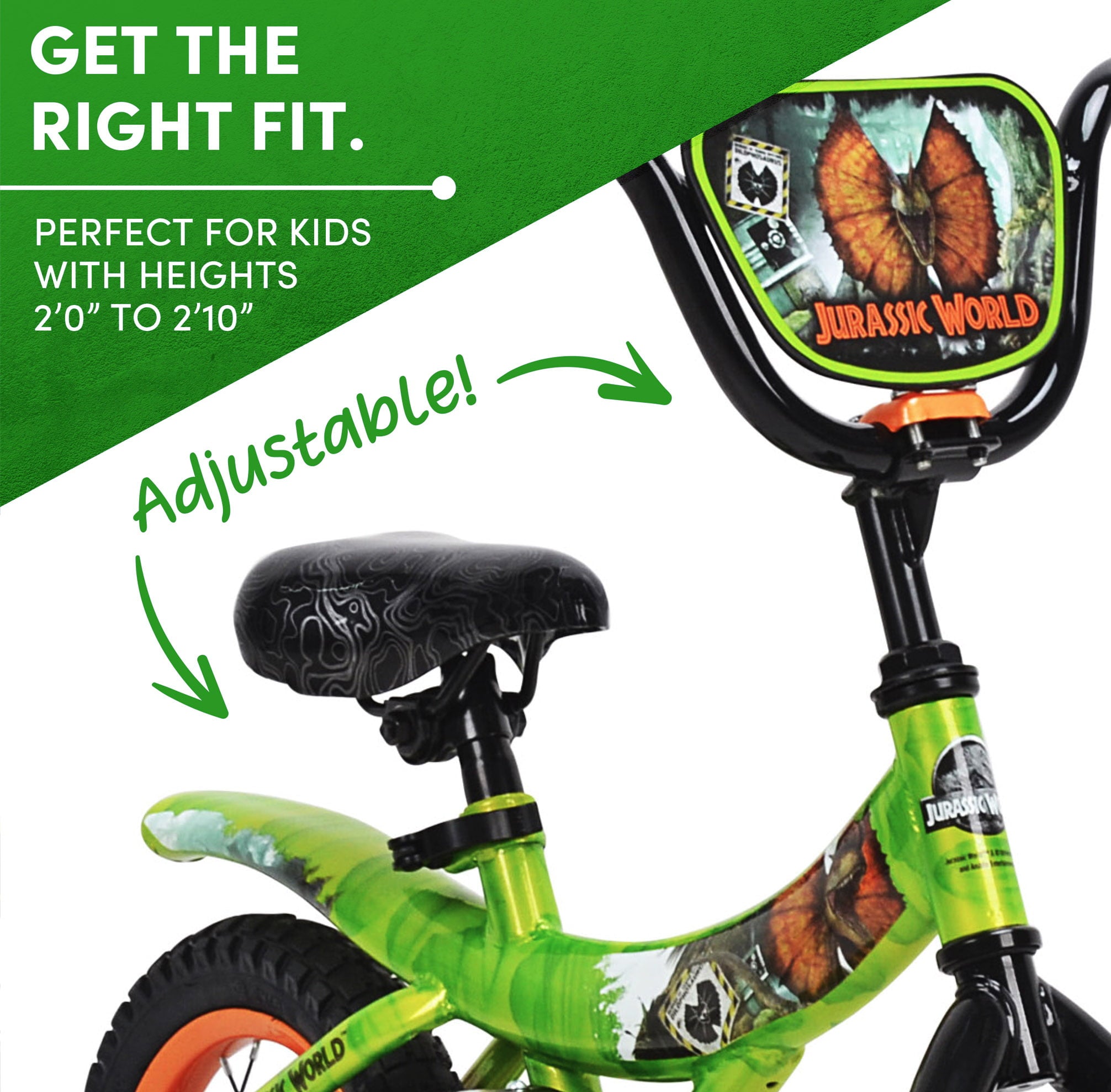 World? 12-inch Raptor Boy's Bicycle with Training Wheel. Green and Orange