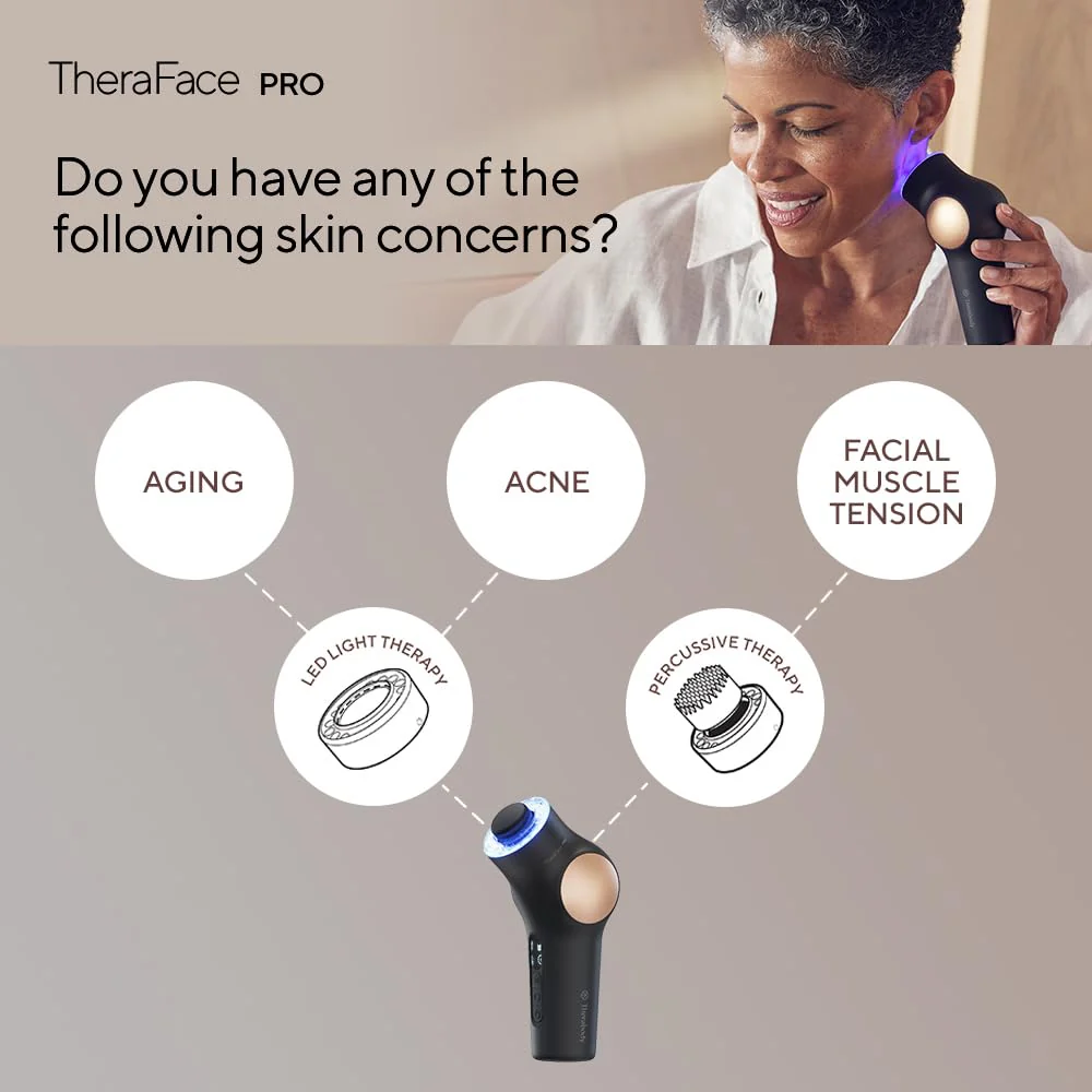 TheraFace LED Handheld Facial Massage and Light Therapy Device