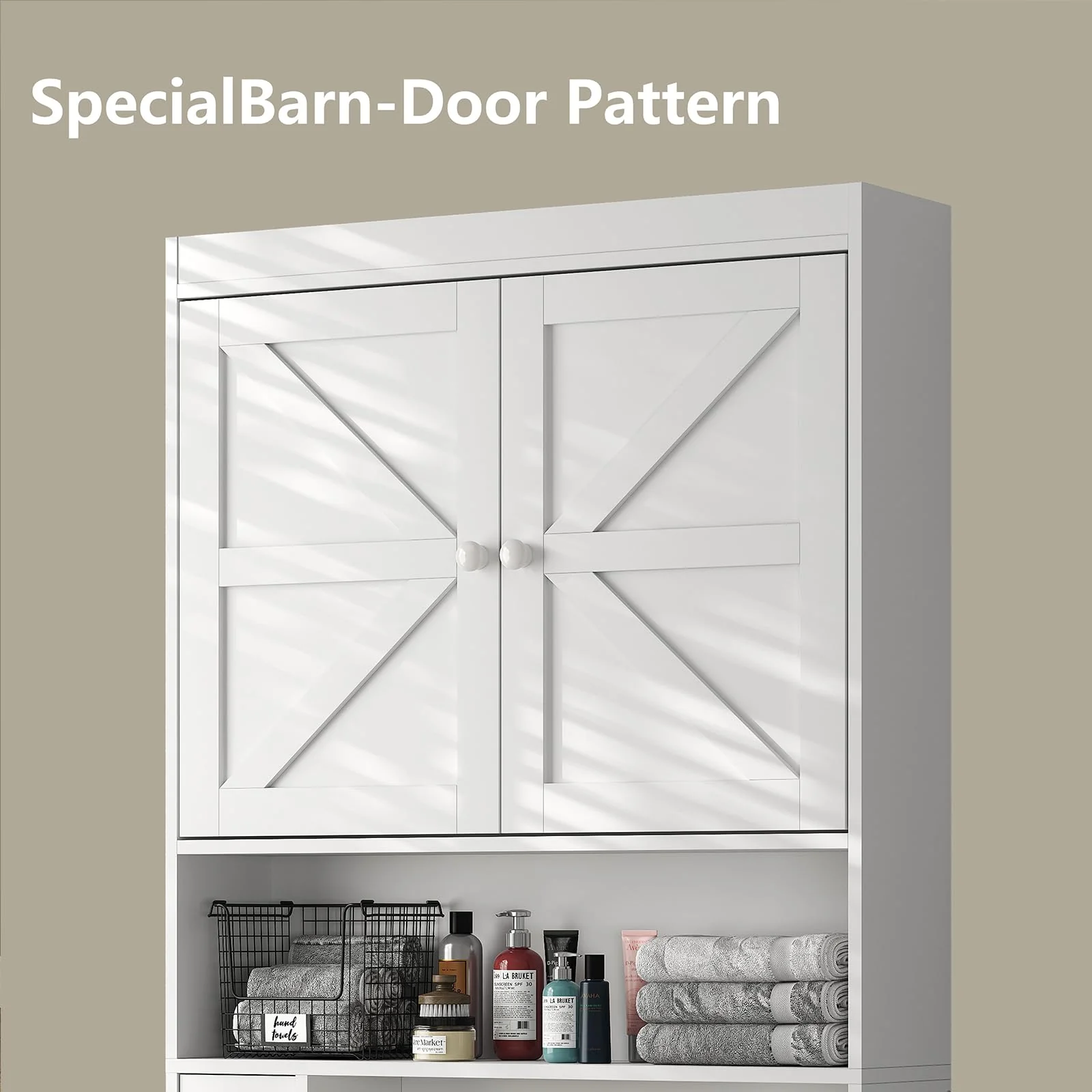 furomate Over The Toilet Storage Cabinet with Shelves and Doors