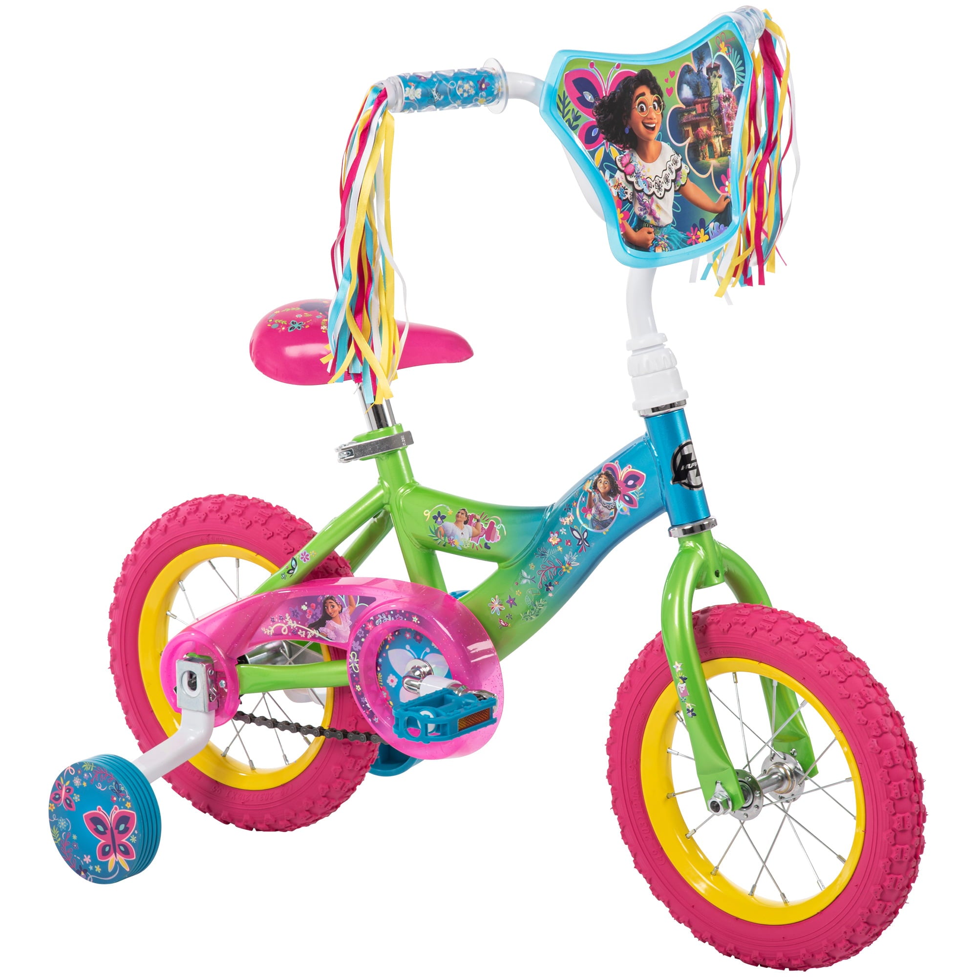 Encanto 12-inch Bike for Girls. Pink/Green/Blue. by Huffy