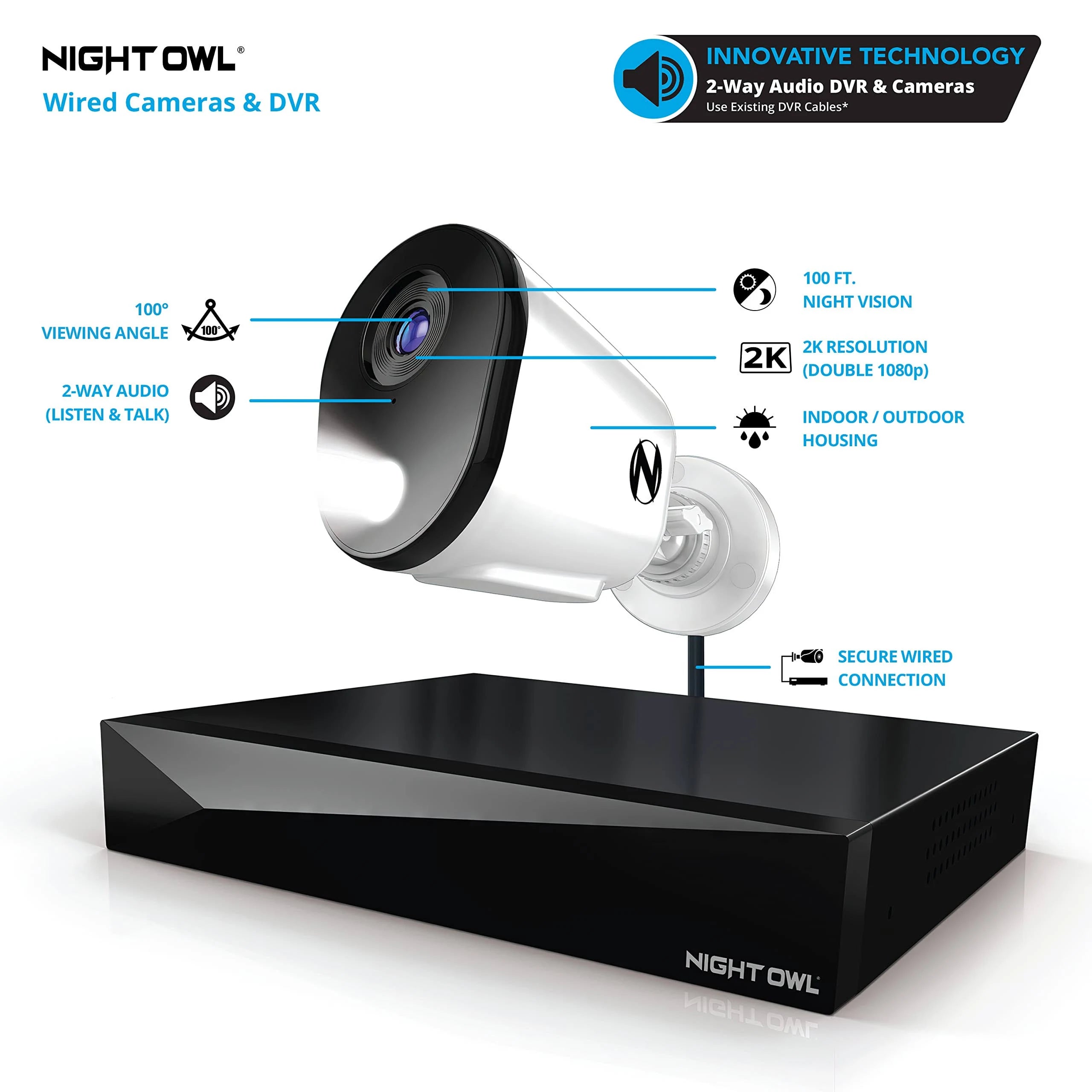Night Owl 12 Channel DVR Home Security Camera System - 8 Pack - MadeInUSA