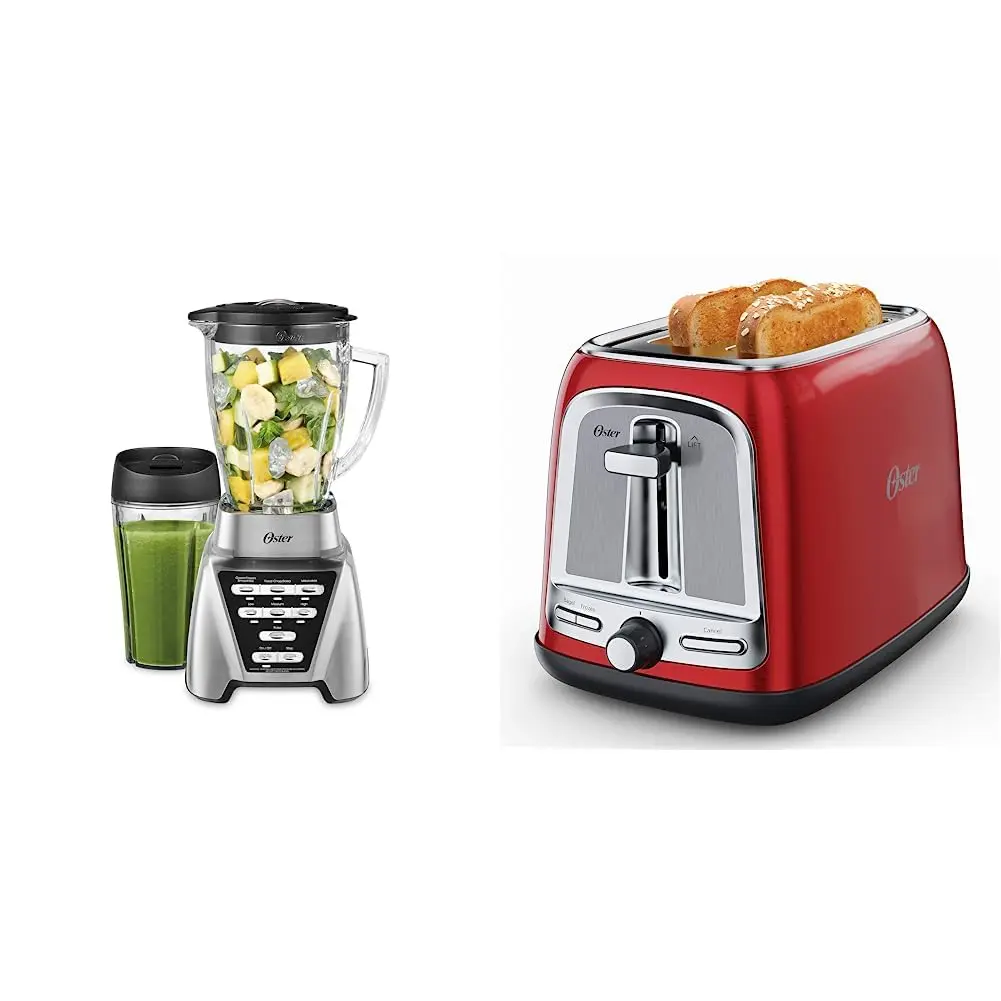 Oster Blender | Pro 1200 with Glass Jar. 24-Ounce Smoothie Cup. Brushed Nickel