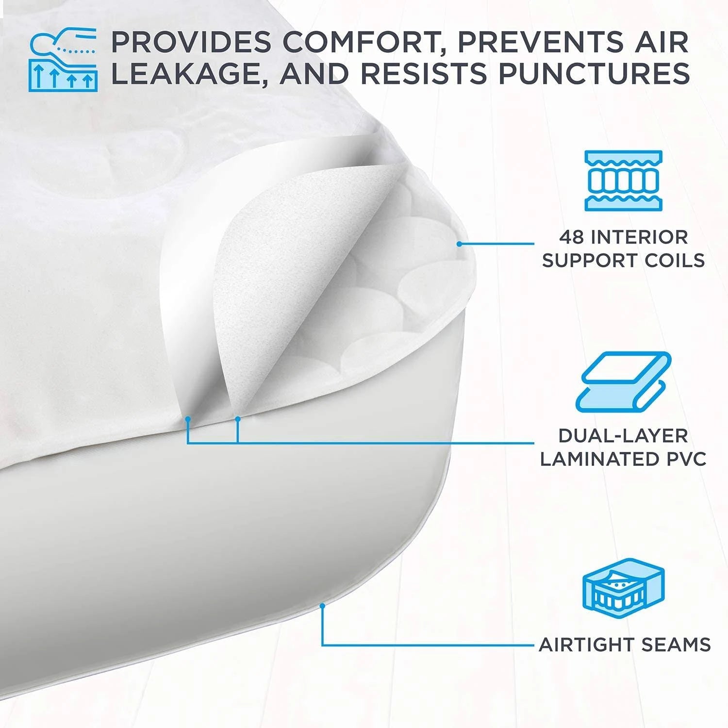 Ivation EZ-Bed Queen Air Mattress with Built in Pump. Deflate Defender Technology Inflatable Mattress - MadeInUSA